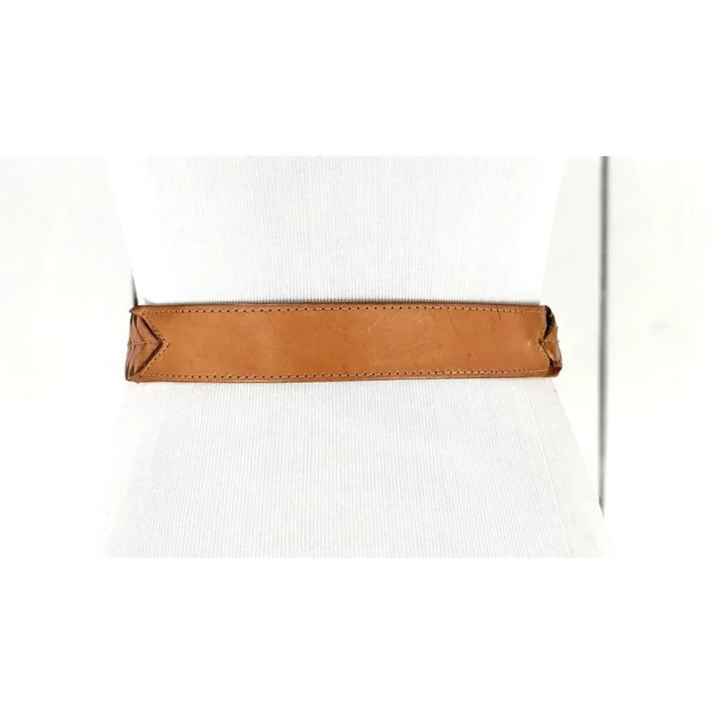 ✨Vintage Milor brown wide leather laser cut western buckle Sz M/L belt✨